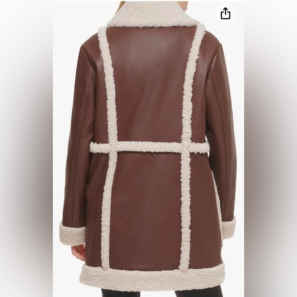 Levi's NWT Vegan Leather Sherpa Spill Out Coat SZ S Boho Hippie Penny Lane 70’s - Picture 12 of 15